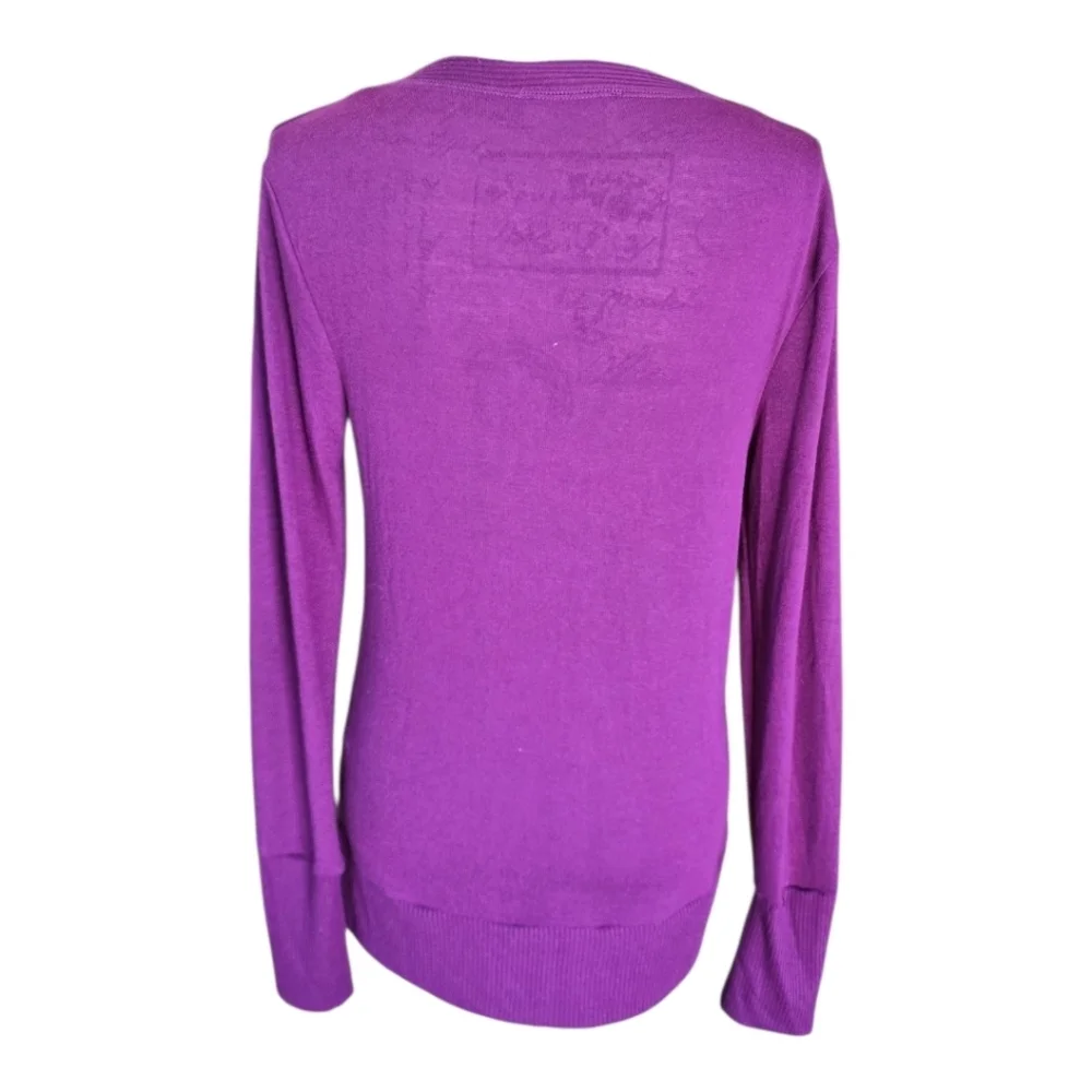 Zenana Dark Plum Snap Button Long Sleeve Cardigan Sweater L - Picture 7 of 11